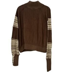 Free People - Tribal Beige/Brown Collared Top - S